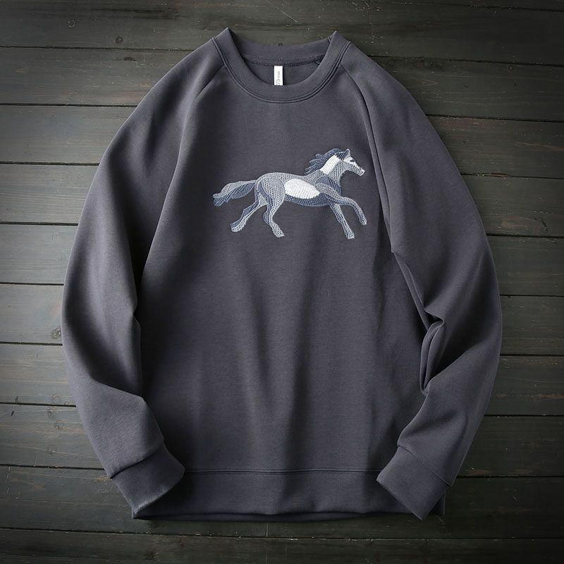 Heavy Industry Embroidery Liquid Ammonia Air Long-staple Cotton Autumn Men's round Neck Long sleeve Bottoming Shirt T-shirt Pullover Casual Hoodie