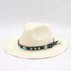 Summer men's and women's sunscreen straw hat sunshade Panama top hat seaside straw wide brim sun hat travel beach hat