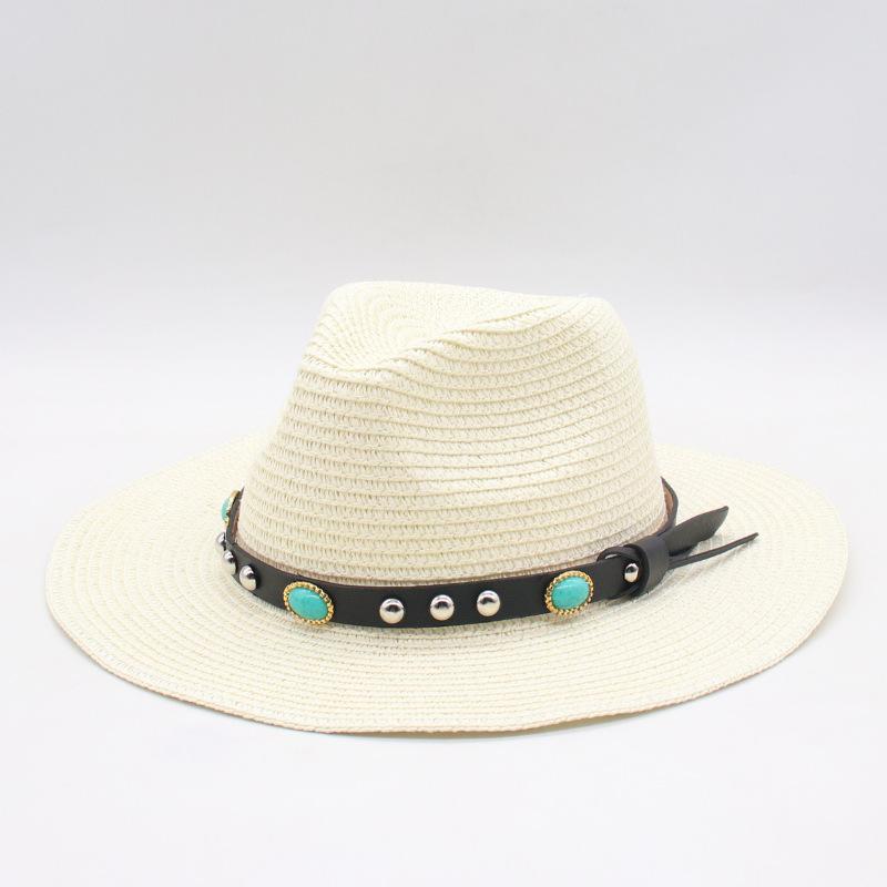 Summer men's and women's sunscreen straw hat sunshade Panama top hat seaside straw wide brim sun hat travel beach hat