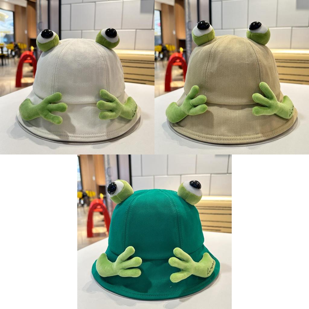 Chic Fisherman Frog Hat Womens Cartoon Sunshade Bucket Hat For Spring Summer