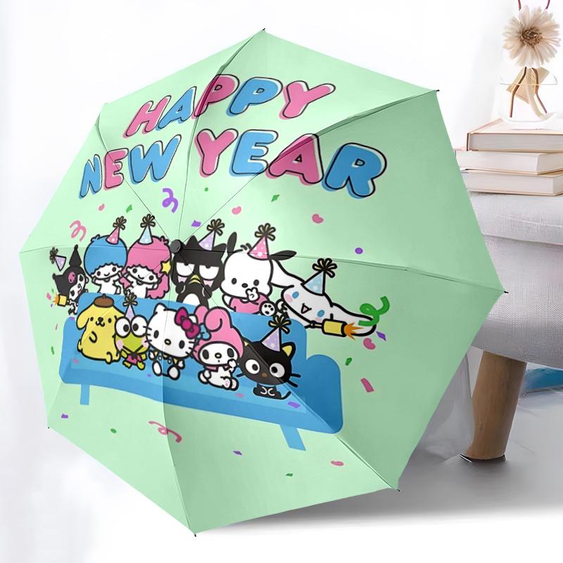 

1pc Hello Kitty Happy New Year Party Hat Automatic Opening Folding Umbrella with 8-Bone Iron Frame, Suitable for Fans, Travel, Daily Use, Outdoor, Fes