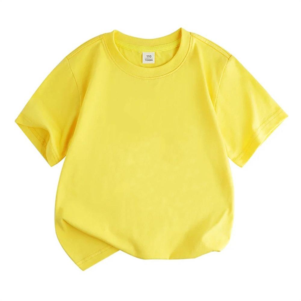 Children Solid Color Short Sleeve Suitable for Boys Girls Top 3-12 Age Toddle T-shirts Summer Casual  White Pink Black Clothing