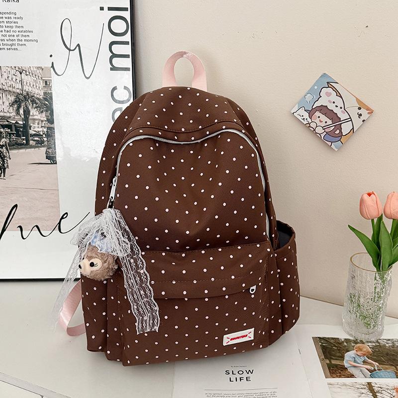 Japanese Small Fresh Schoolbag Female College Student Fashion Polka Dot Computer Backpack Light Large Capacity Junior High School Student Backpack