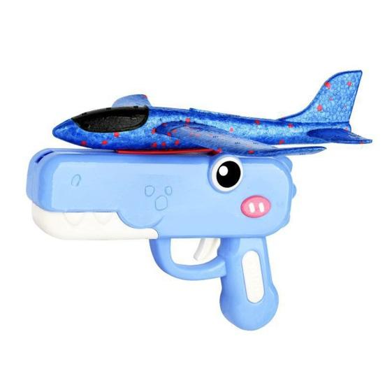 Dinosaur Airplane Launcher Toy Hand-Powered Glider with Soft Foam Aircraft Outdoor Flying Toy Fun Gift for Boys Girls