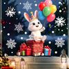 Removable Home Decor Stickers 2 Pcs Christmas Window Stickers, Cartoon Cute Deer Rabbit Cling, Easy Decals Winter Snowflakes Static for School Office