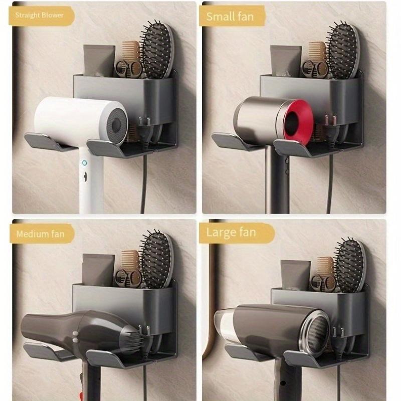 1pc No Drill Wall-Mounted Hair Dryer & Phone Holder - Suction Cup Installation, Space-Saving Bathroom Organizer with Sturdy Adhesive/Fixture