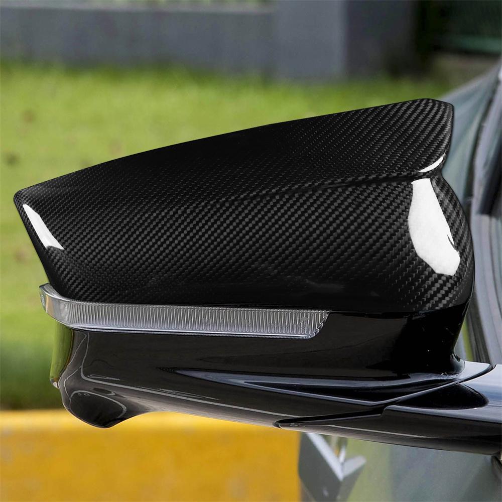 2Pcs Black Carbon Fiber Add-On Mirror Cap Cover Trim For Kia EV6 2022 2023 2024