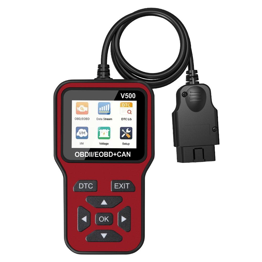 V500 Code Reader Read Vehicle Information Check Engine System Car OBD2 Diagnostic Tools OBD II Scanner Battery Tester Fault Code Clear Universal
