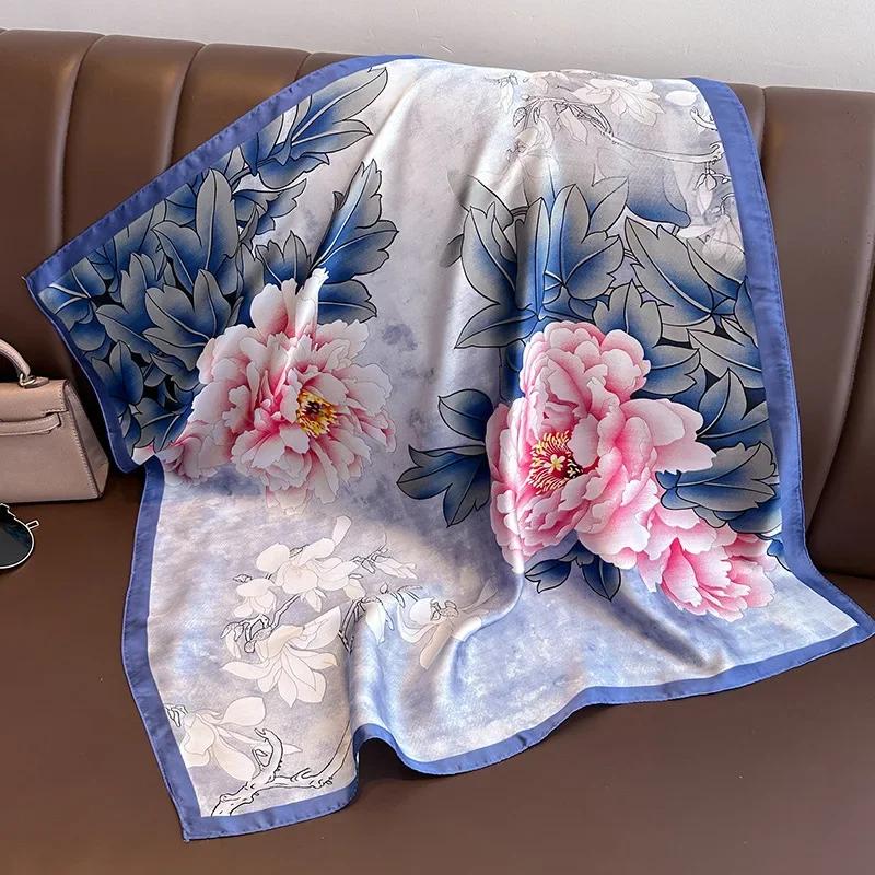 Fashion Scarves for Women Shawl Horse Print Silk Satin Hijab Scarf Female 70*70cm Luxury Brand Square Shawls Scarfs For Ladies