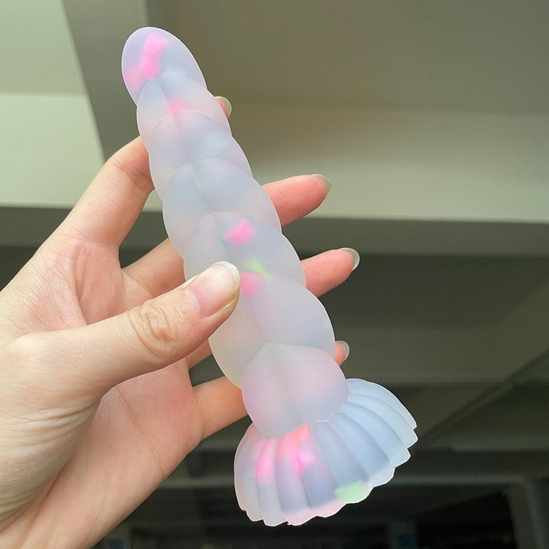 TleMeny Luminous Anal Plug With Sucker Multi Color Silicone Butt Sex Toys Glowing Dark Penis Twist Granules Style Erotic Product