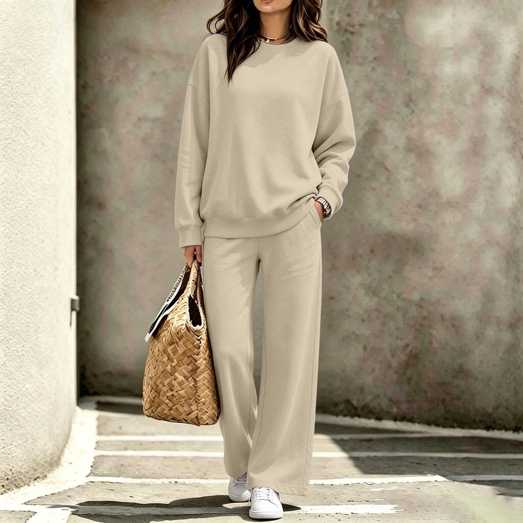 Women's Casual Neck Sweatshirt and Pants Set for Fall Winter Comfortable Outfit