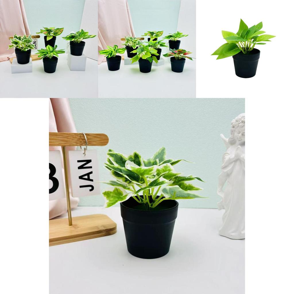 Mini Fake Plant Pot With Silk And Plastic Materials For Office Desk And Bedroom