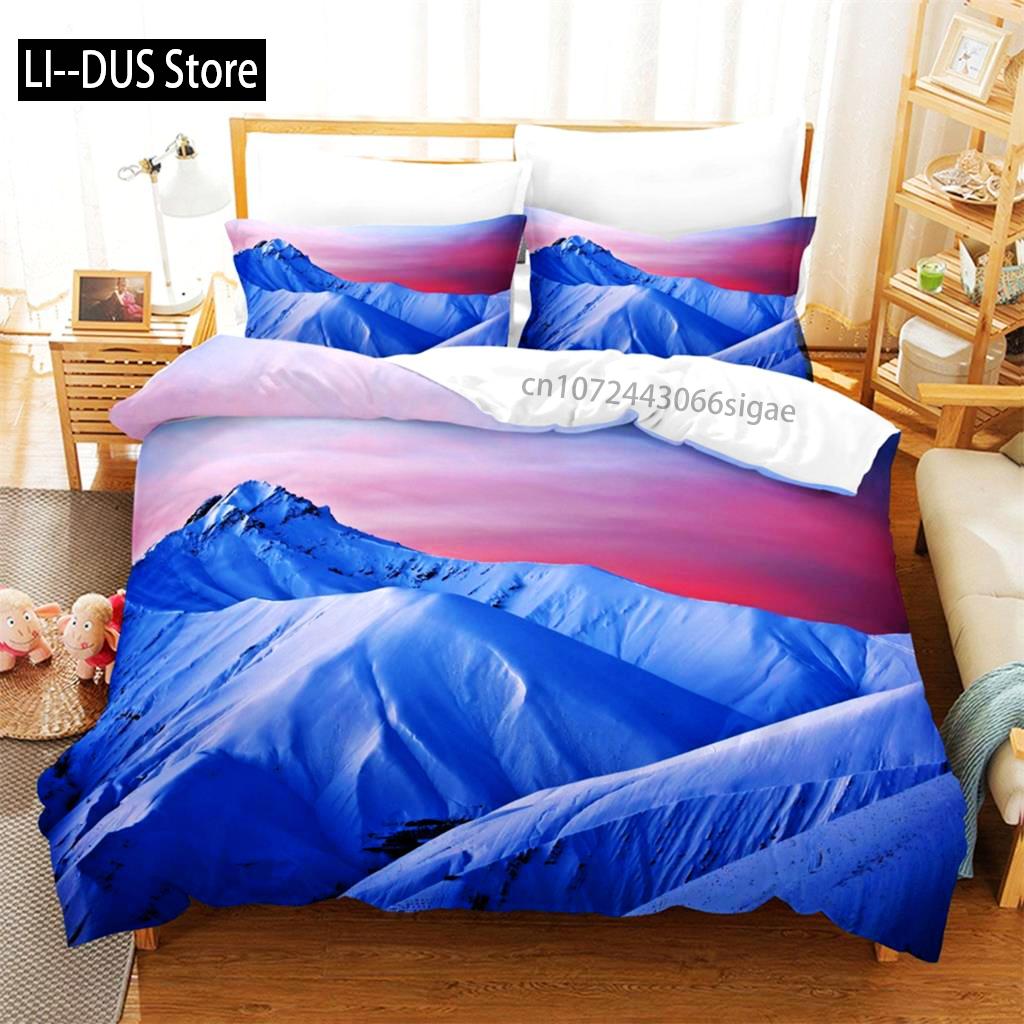 Duvet Cover Natural Scenery Landscape Snow Mountain Queen Bedding Duvet Cover Set Bedspreads With Pillowcase Bedroom Decoration