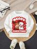 European Size 1pc S' Christmas White Crewneck Sweatshirt, Featuring an Adorable and Eye-Catching Reindeer, Snowman, and Snowflake Print