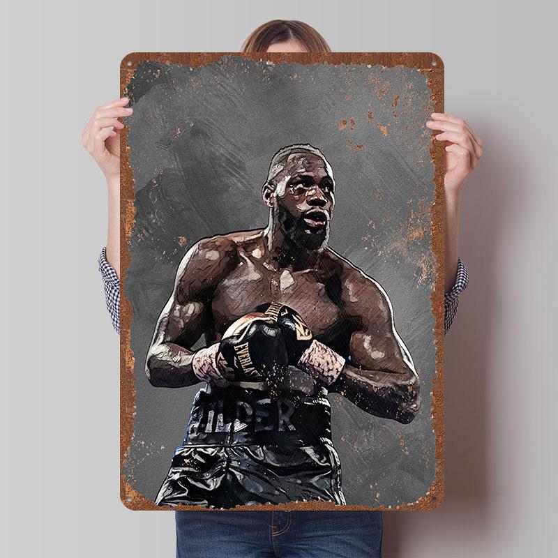 Deontay Wilder Boxer Metal Posters Custom Vintage Metal Signs Wall Art Tin Plaque for Man Cave Bedroom Decorations Home Decor