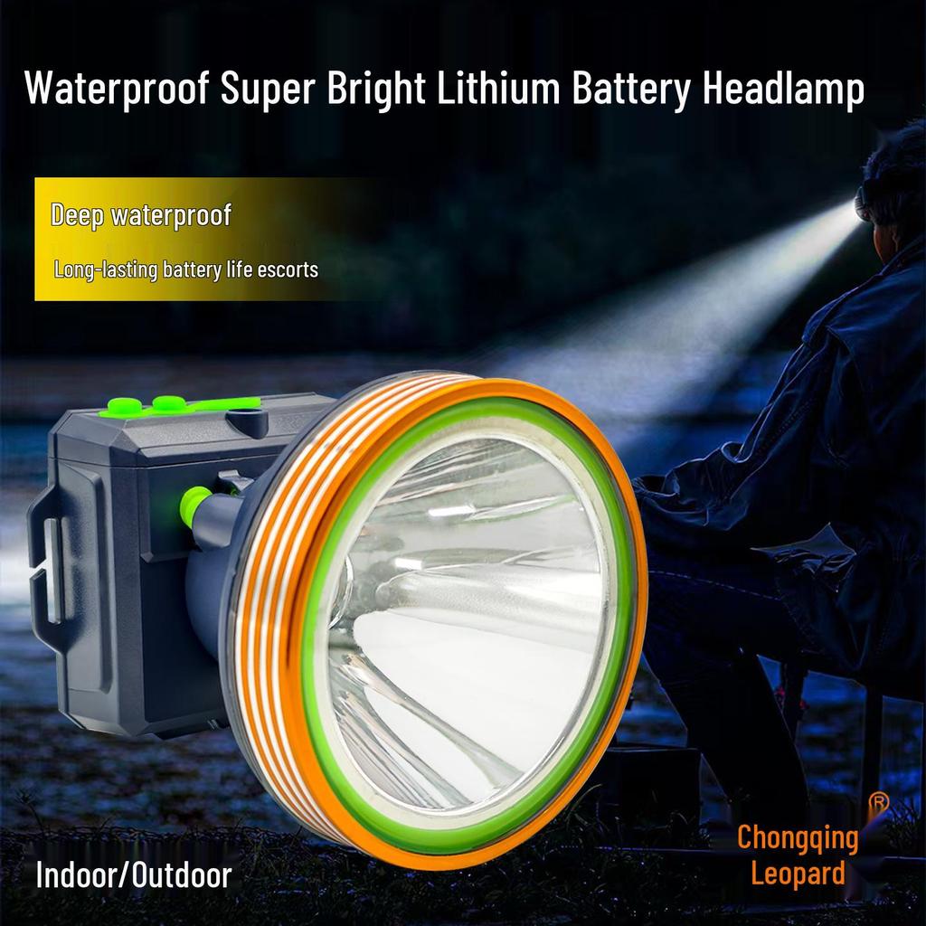 Rechargeable High-Lumen Headlamp: Durable, Long-Lasting Lithium Battery for Outdoor, Long-Range Night Fishing or Mining