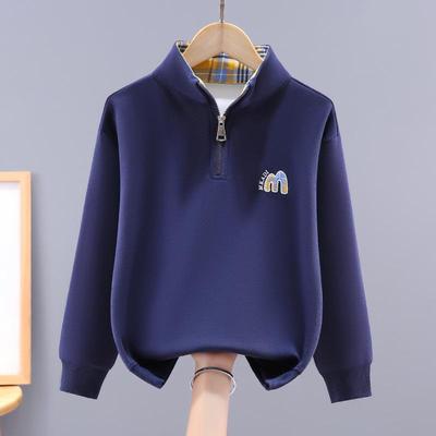 Boys' Stand-Up Collar Sweatshirt - Long-Sleeve Casual Top for Elementary and Middle School Students, Spring/Autumn Wear