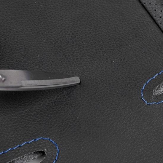 Black-Blue Line Steering Wheel Leather Cover Trim For BMW X5 F15 M50d 2013-2018