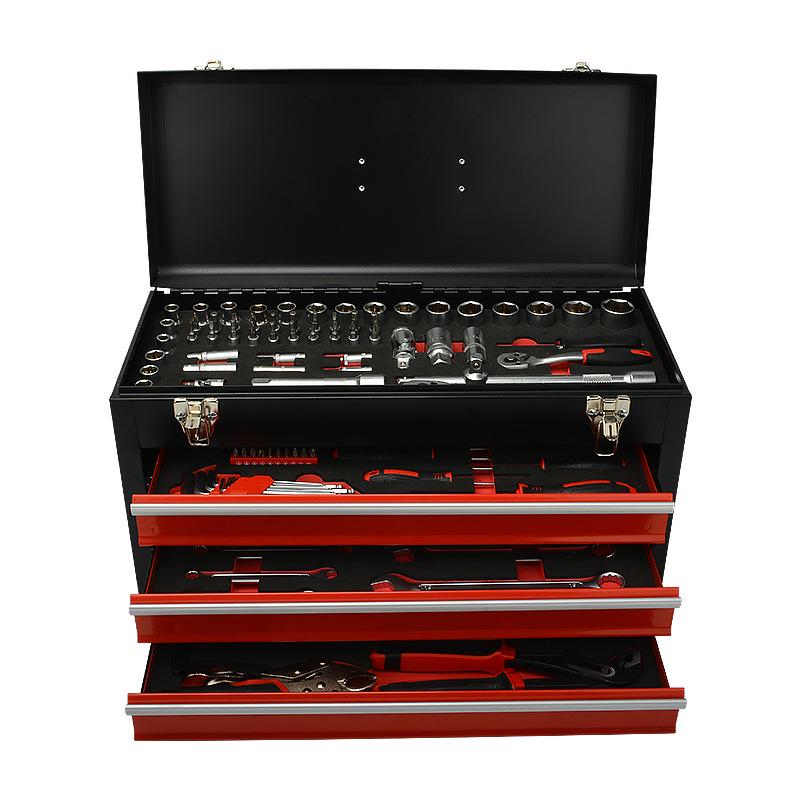 108-Piece 3-Layer Drawer Hardware Tool Box: Household Repair Set with Socket Wrench