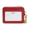Coach Card Case With Zipper Closure And Chain Wrist Strap In Pebble Leather Mini Wallet Women Wallets Red 6303-IMP1Y