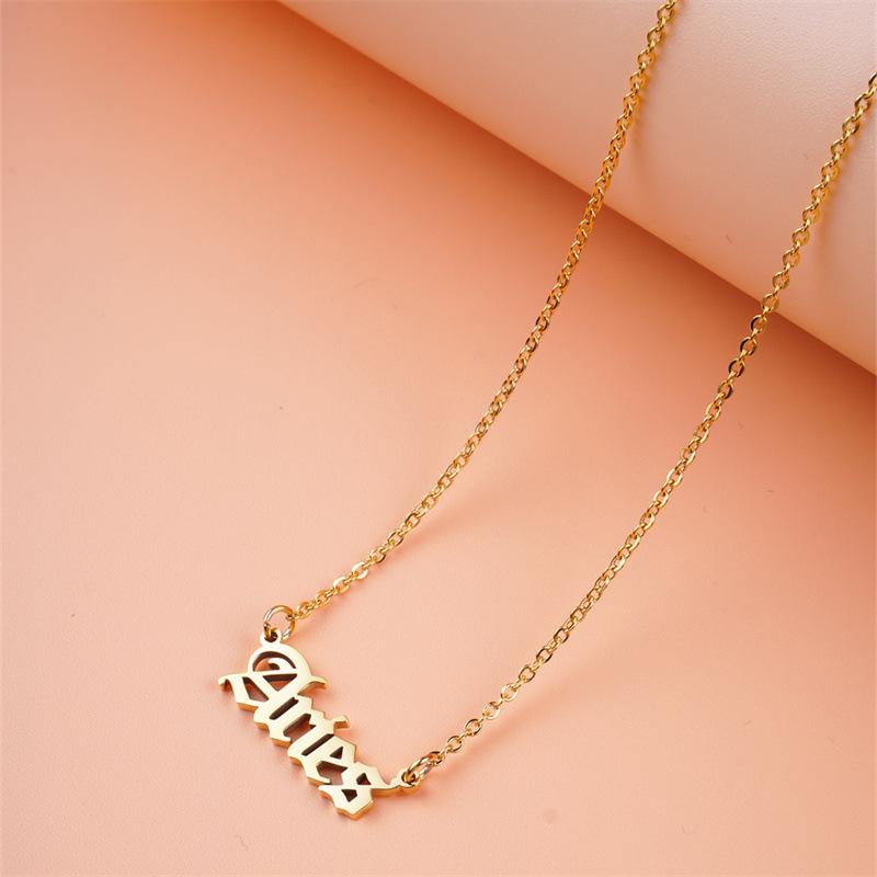 Fashion Temperament Stainless Steel English Letter Pendant Necklace Collarbone Chain