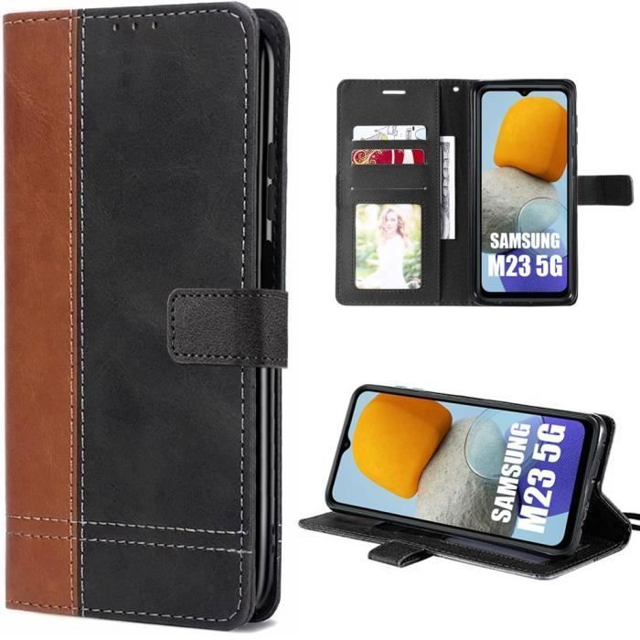 Coque de protection pour samsung galaxy m23 5g - booling - effet cuir - bicolore marron