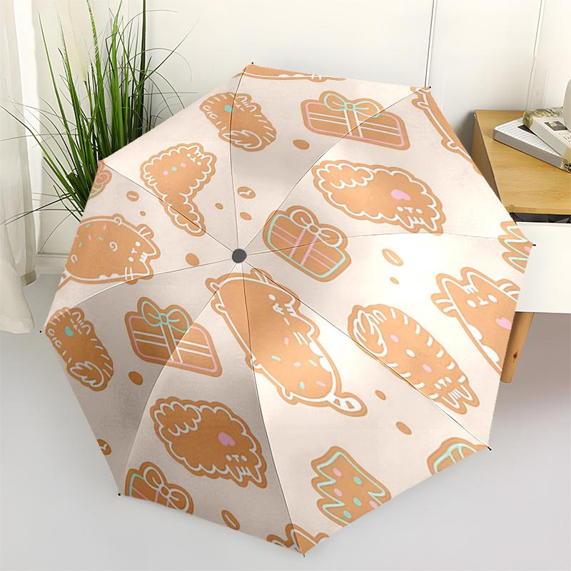 

Gingerbread Man Themed Travel Umbrella-8 Ribs Automatic Opening and Closing, Portable Folding Design, Compact and Stylish Umbrella Suitable