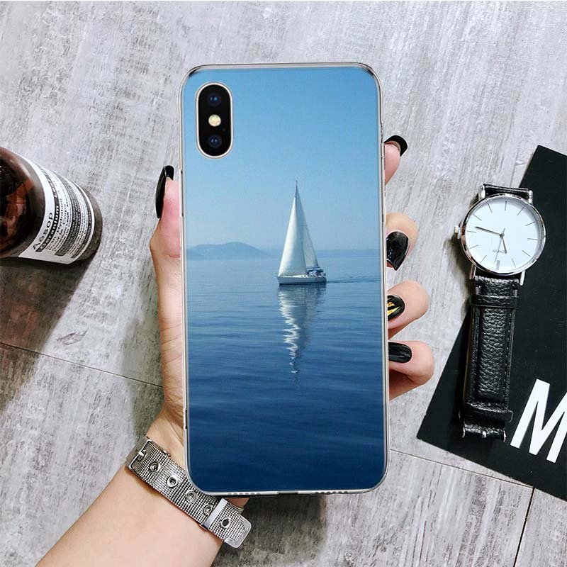 Sailing Boat Phone Case For iPhone 17 Air 16 15 Plus 11 14 Pro Max 13 Mini 12 7 8 + SE Pattern Art Customized Cover 17 Air 16 15