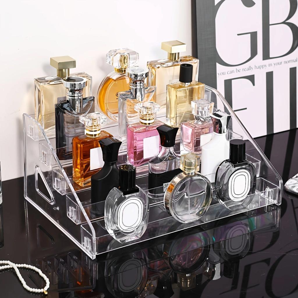 1 unidad, Estante de almacenamiento de perfume transparente de múltiples capas, Estante de exhibición de cosméticos, Estante organizador de tocador, Estante para esmalte de uñas
