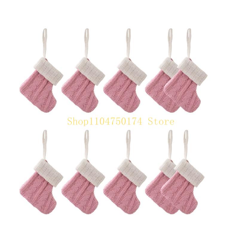 10Pcs Knitted Socks Large Capacity Christmas Stocking Stylish Present Bag Handmade Holiday Decoration for Fireplaces top sale