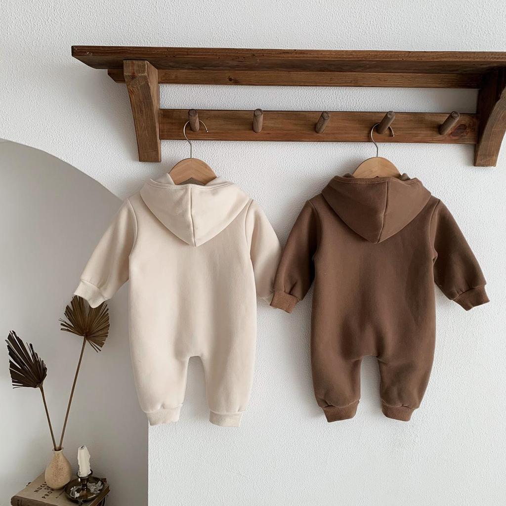 2023 Thickened Fleece Baby Onesie - Autumn/Winter Little Bear Romper for Boys & Girls