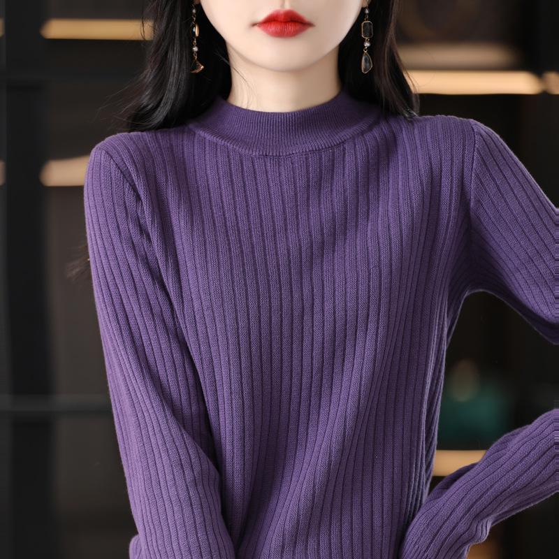 Women's High-Neck Slim-Fit Knit Sweater for Autumn/Winter - Versatile and Stylish