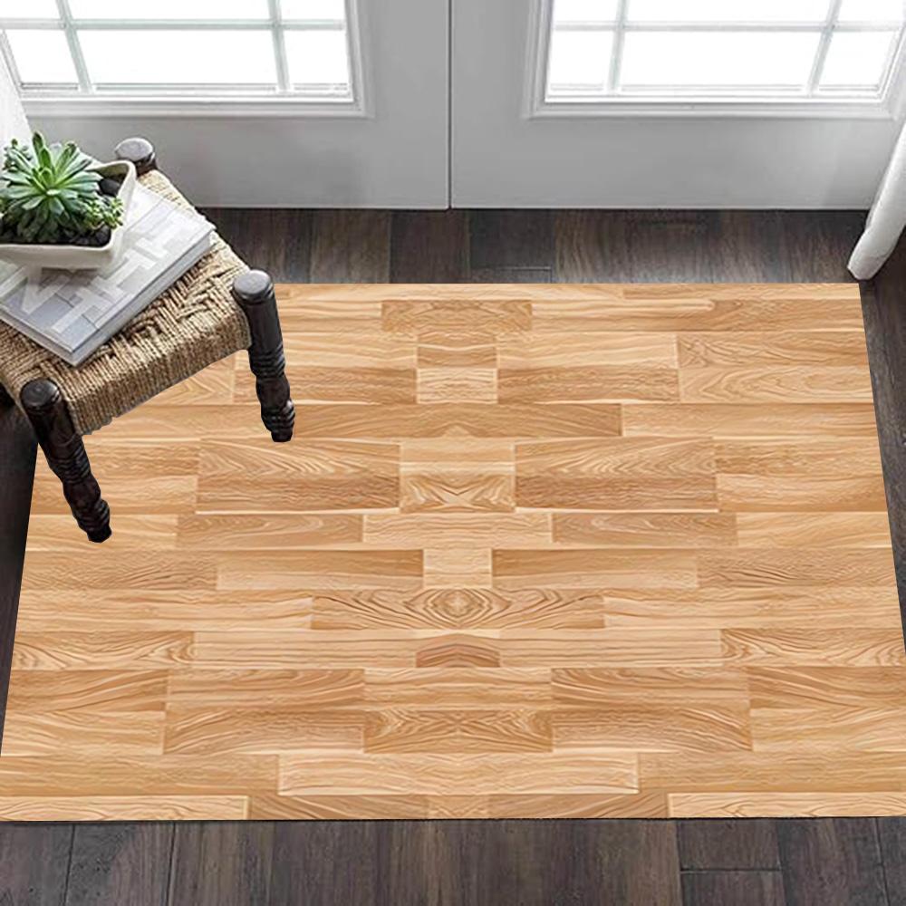 Wooden Wall Paneling Texture Decoration,Carpet,Living Room,Bedroom, Non-slip,Square rug