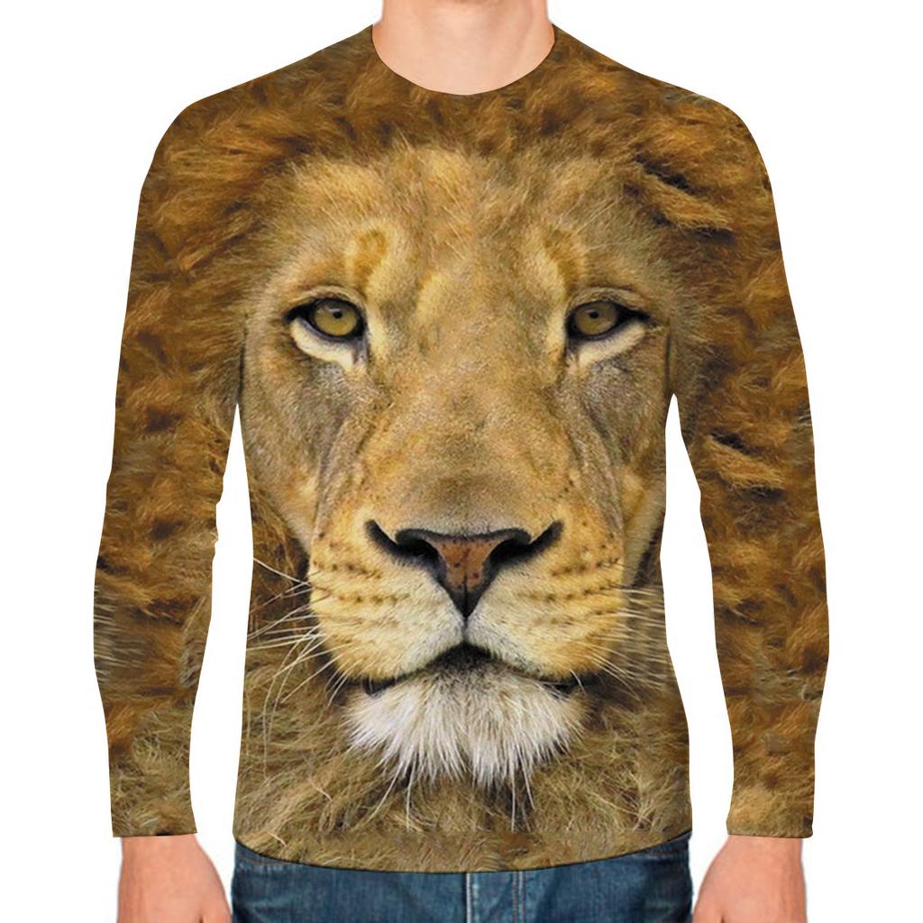 God Christ Jesus And Lion 3D Print Men's T-shirts Autumn O-Neck Long Sleeve Cotton Street Loose Tops Tees Oversized T Shirts 5XL