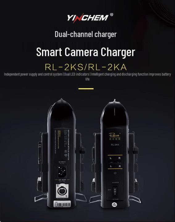 Yingchen RL-2KS Dual-Channel V-Port Battery Charger for Digital Mirrorless Cameras