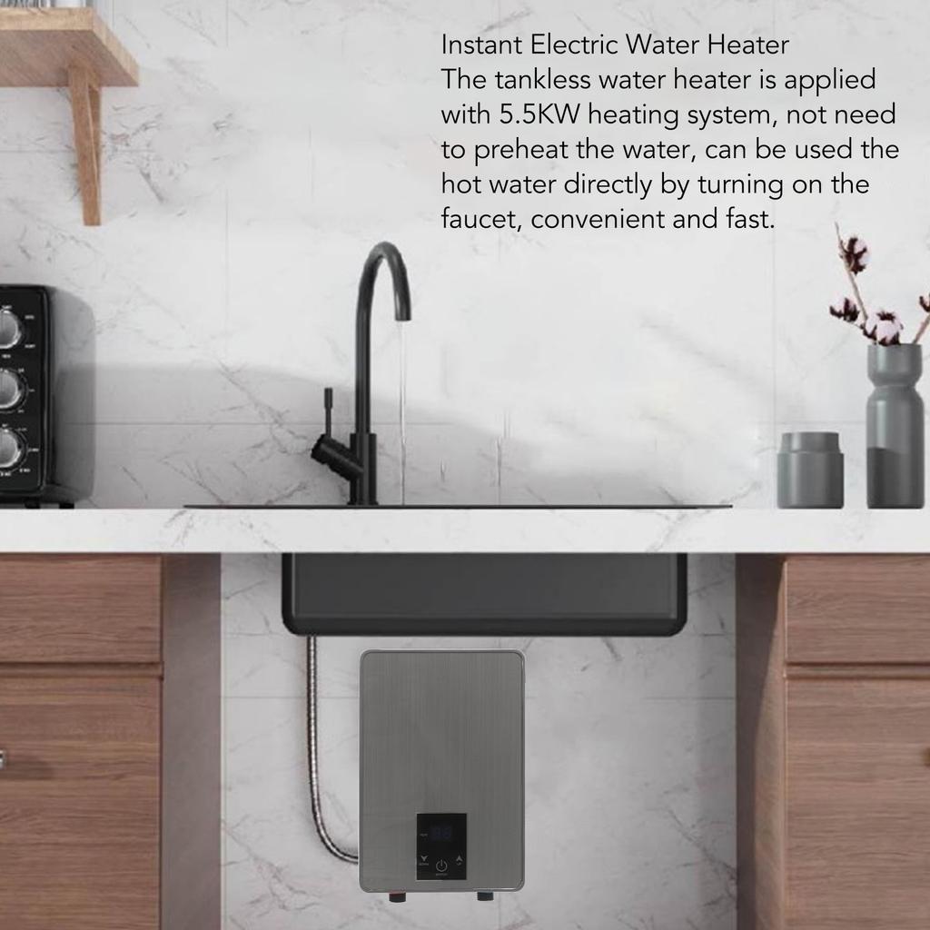 5.5KW 220V Electric Hot Water Heater Manual Adjustment IPX4 Waterproof Instant Hot Water Heater for Kitchen Bathroom