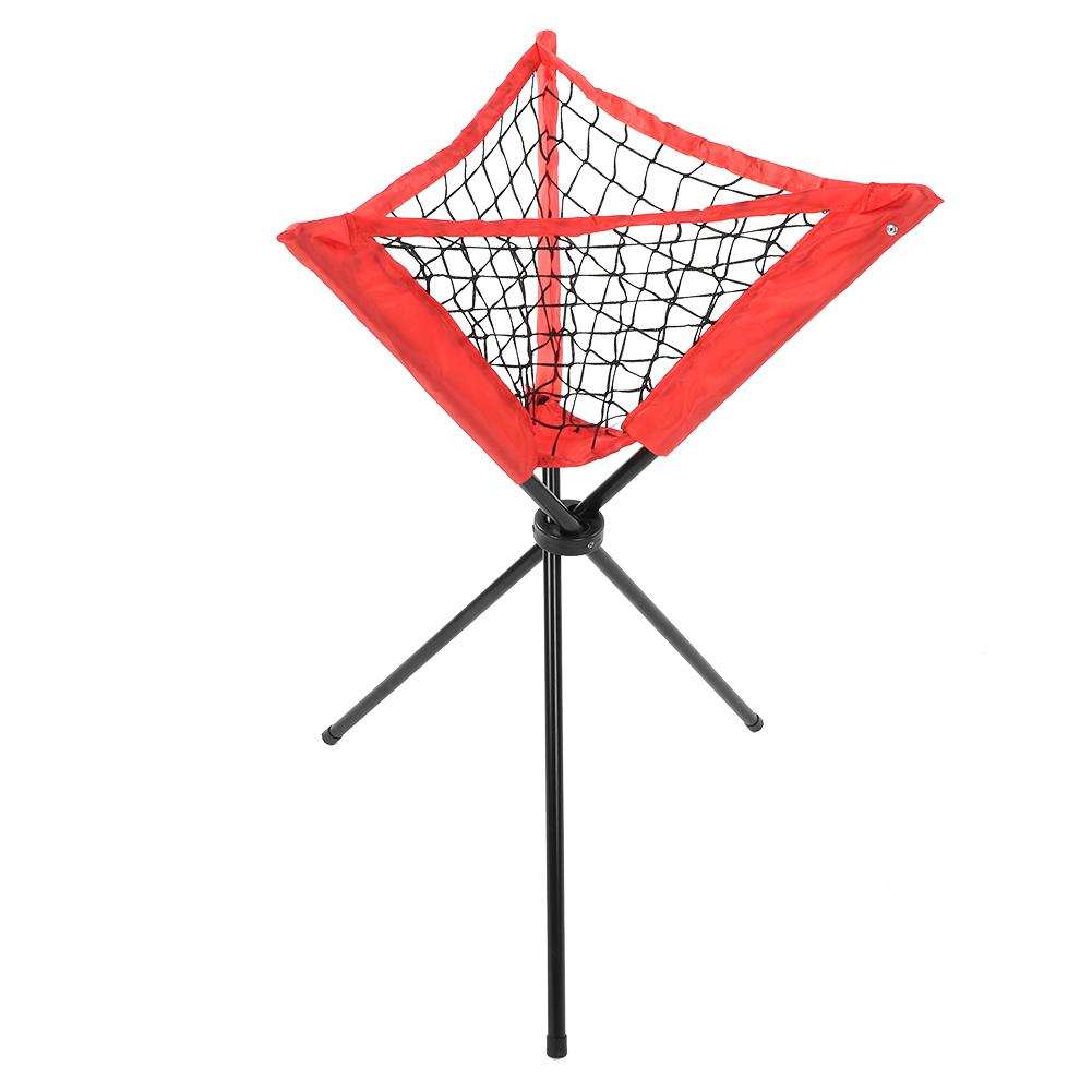 Triangular Net Bag Portable Baseball Softball Batting Practice Tripod Ball Rack Red