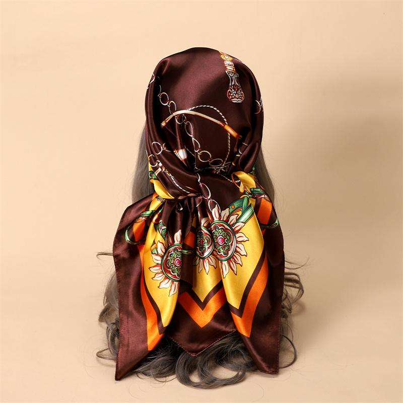 Silk Hair Scarf Scarftop Women Summer Satin Headscarf Foulard Bandana Cheveux Soft Neckerchief Hijab For Ladies