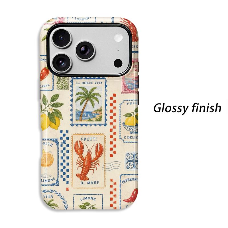 Limoncello Citrus Lemons Stamp Pattern Art Film Aesthetic Protective Shockproof Bumper Case Cover For iPhone 14 15 16 17 Pro Max Plus