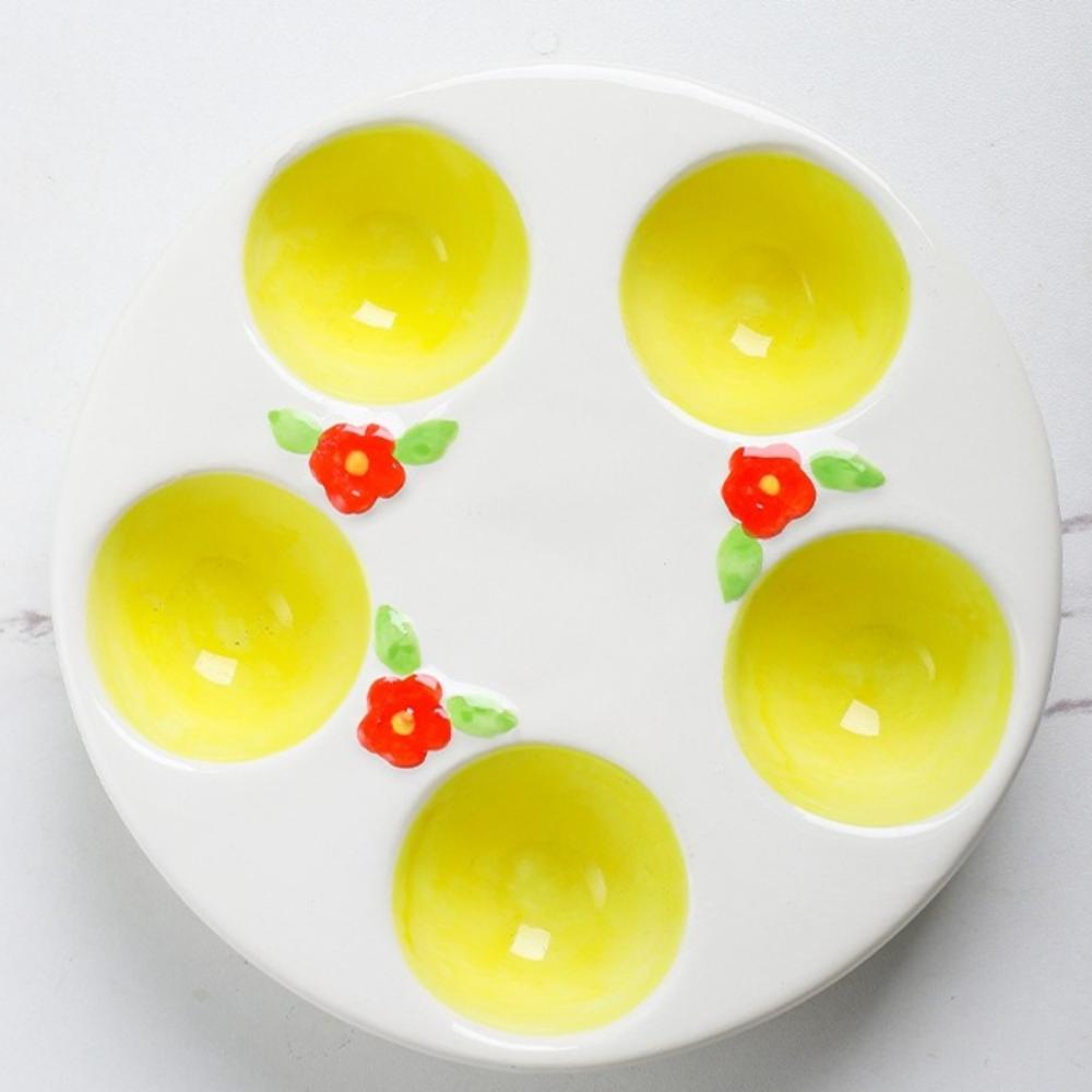Ceramic Egg Holder Cute Egg Storage Compartments Reusable Egg Tray Egg Tool