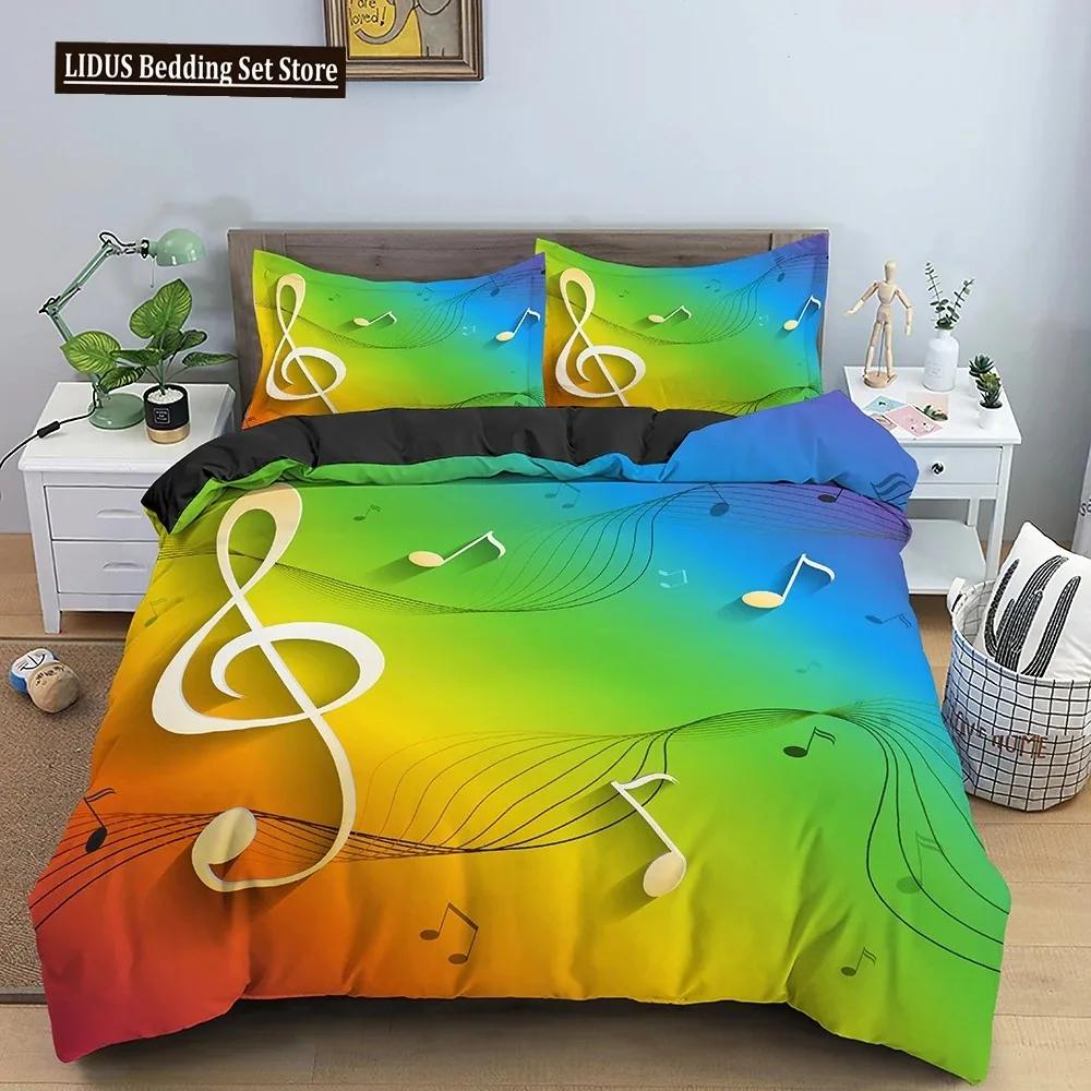 Music Notes Bedding Set Duvet Cover Set Piano Keys Keyboard Bed Set Classic Music Melody Comforter Cover For Kids Boys Girls