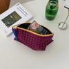 Hot Sale Women Plaid Makeup Bag Large Capacity Cotton Zipper Pouch Purse Travel Makeup Bag Portable Simple Pouch Cosmetic Bag