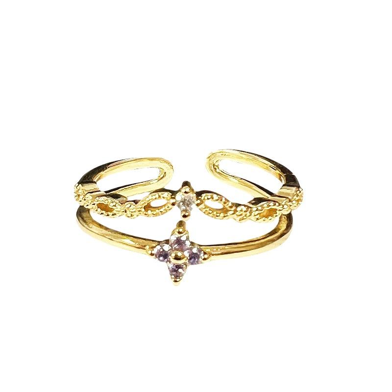 Nine Purple Fire Niche Design, Purple Zir*****Pen Ring With Diamonds, Personalized Light Luxury, Advanced Elegant Temperament Configuration