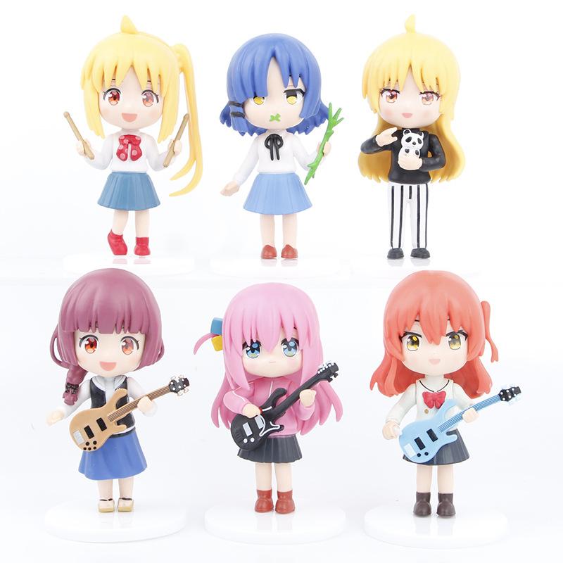 Bocchi 6pcs The Rock Doll Toy Model Decoration Caricature Cartoon Material Pvc