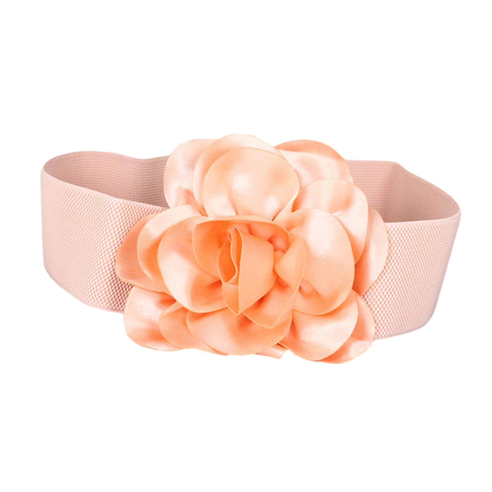 

Wide Belt for Dress Elastic Waist Belt Big Flower Cinch Belt Waistband Elegant рожевий
