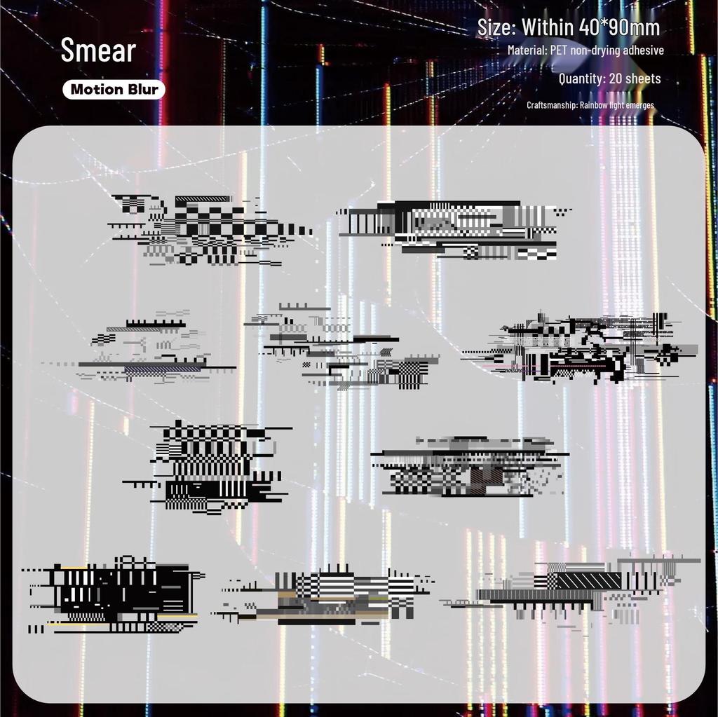 RetroStory Cyberpunk Laser Journal Stickers - Noise Space Series (20 Sheets)