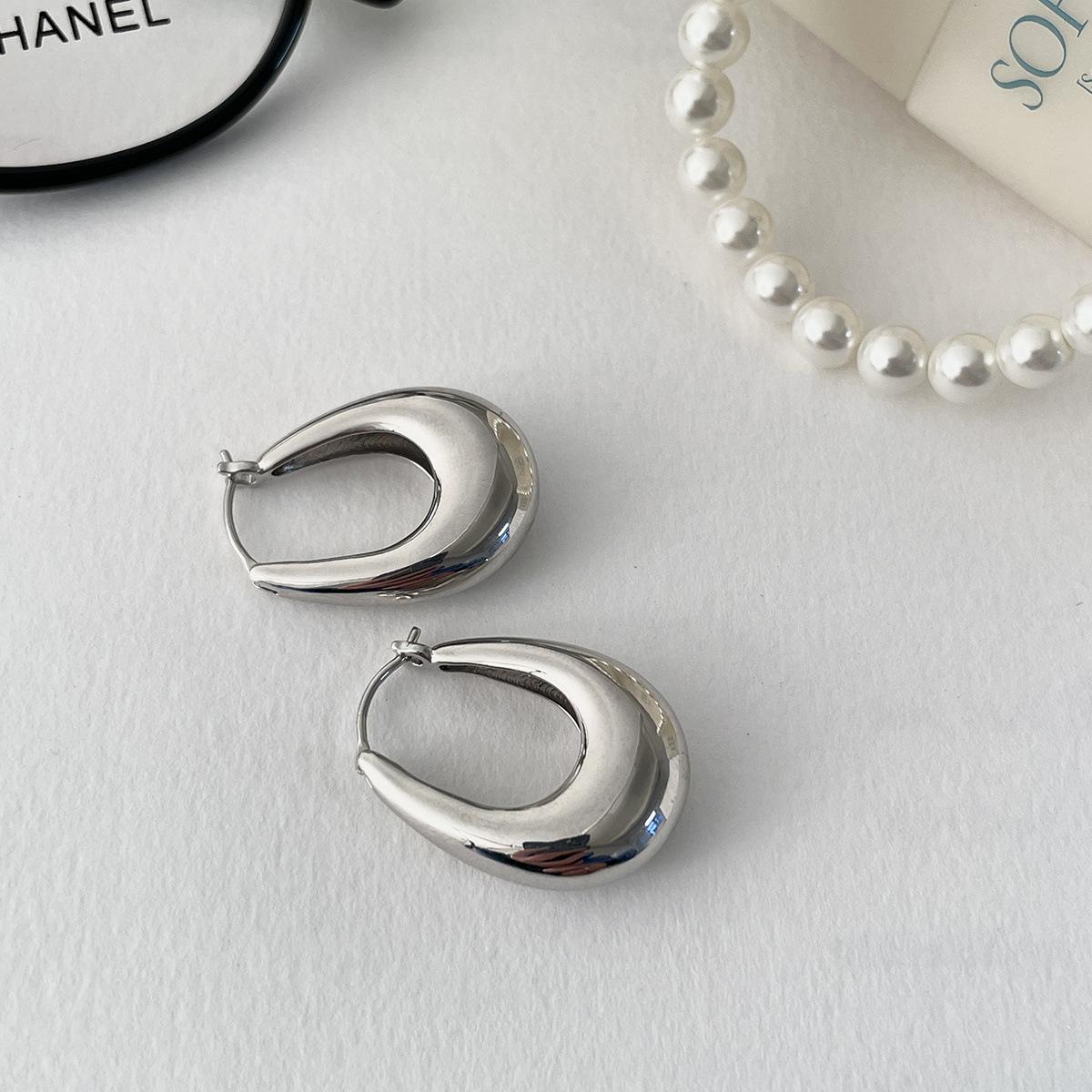 

Серьги-иглочки из серебра 925 пробы с простым кольцом и каплями воды, женские простые модные серьги для холодного ветра, новые серьги высокого класса 925 silver needle