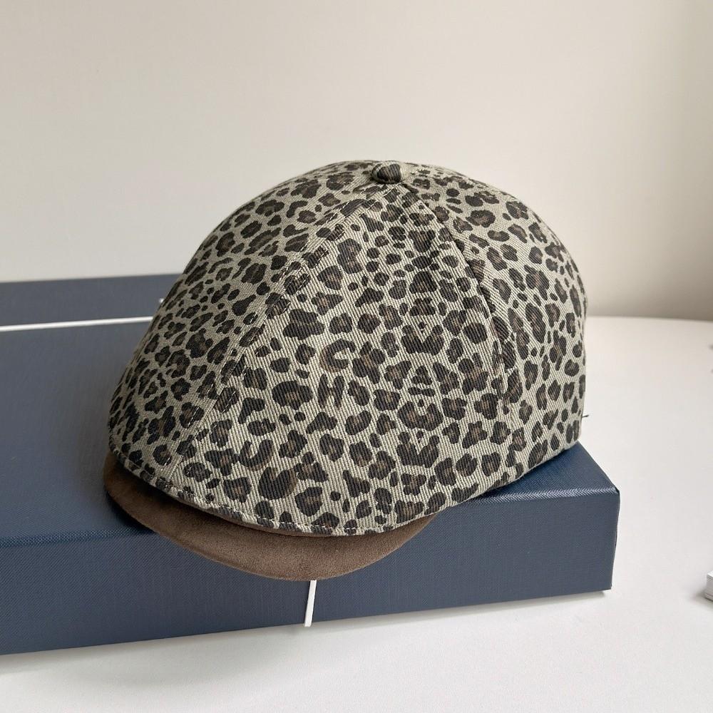 Vintage Leopard Newsboy Cap Y2k Painter Cap American Leopard Print Beret  Spicy Girls
