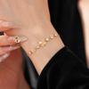 Elegant Gold Plated Cats Eye Stone Flower Bracelet Women Delicate Floral Design Luxury Minimalist Jewelry