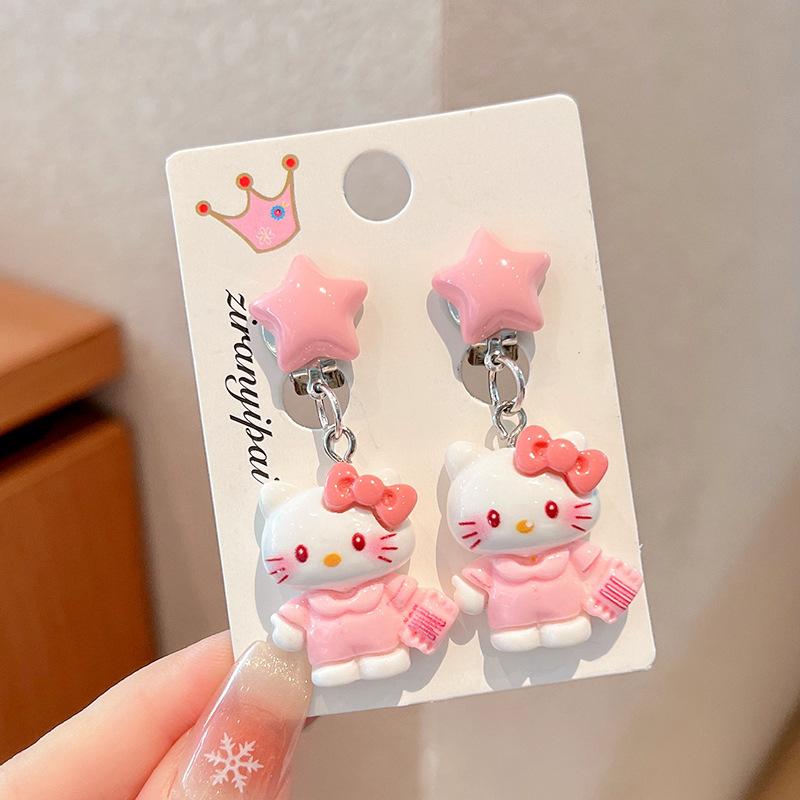 Children'S Ear-Free Ear Clips, Cute Girls' Pain-Free Earrings, Earrings, Cartoon Cartoon Girl Earrings, Jewelry.